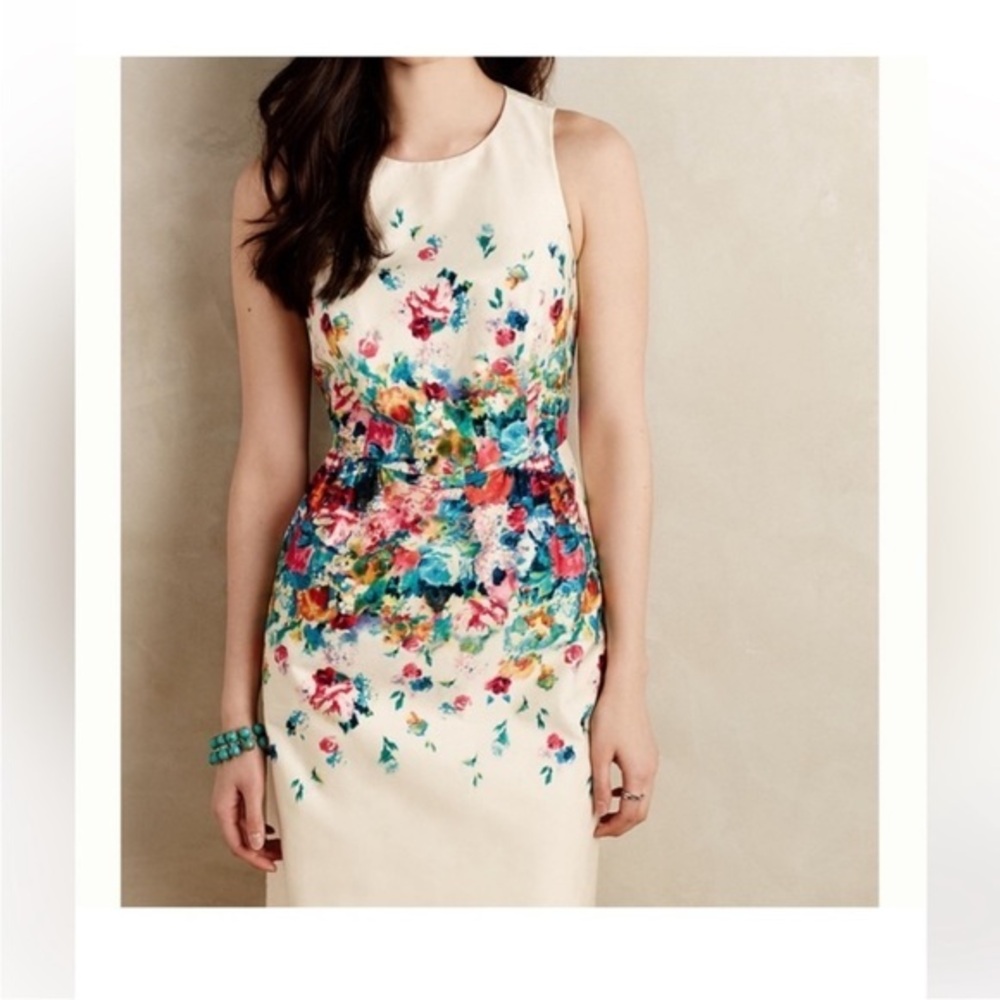 Anthropologie Maeve Flower double lined dress. Size 0